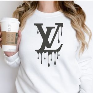 LV drip sweatshirt. Made with HTV. Super soft and cozy.